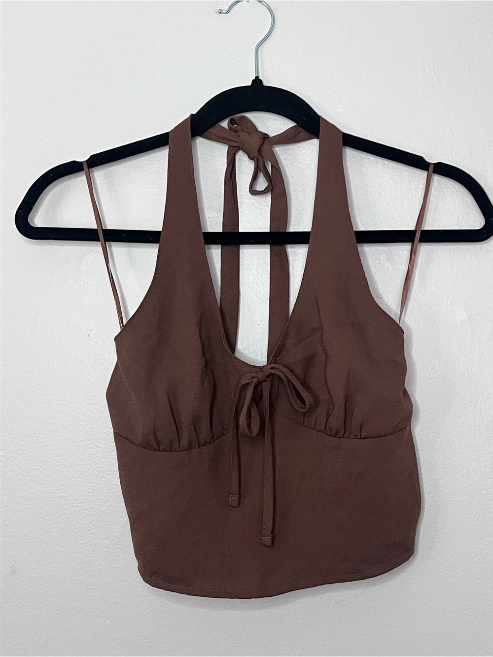 Hollister Brown Halter Tie-Front Crop Camisole